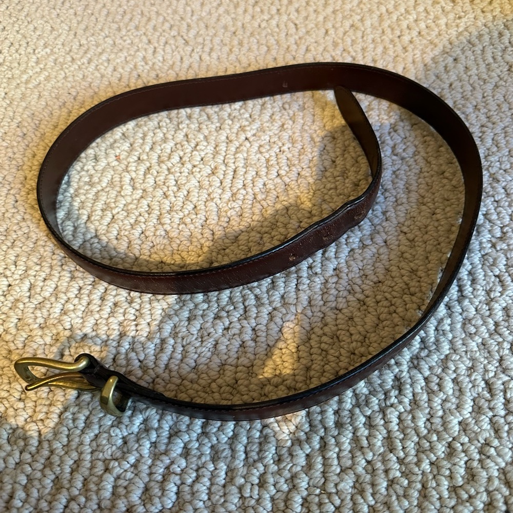 Brown Leather Belt with Brass Buckle
